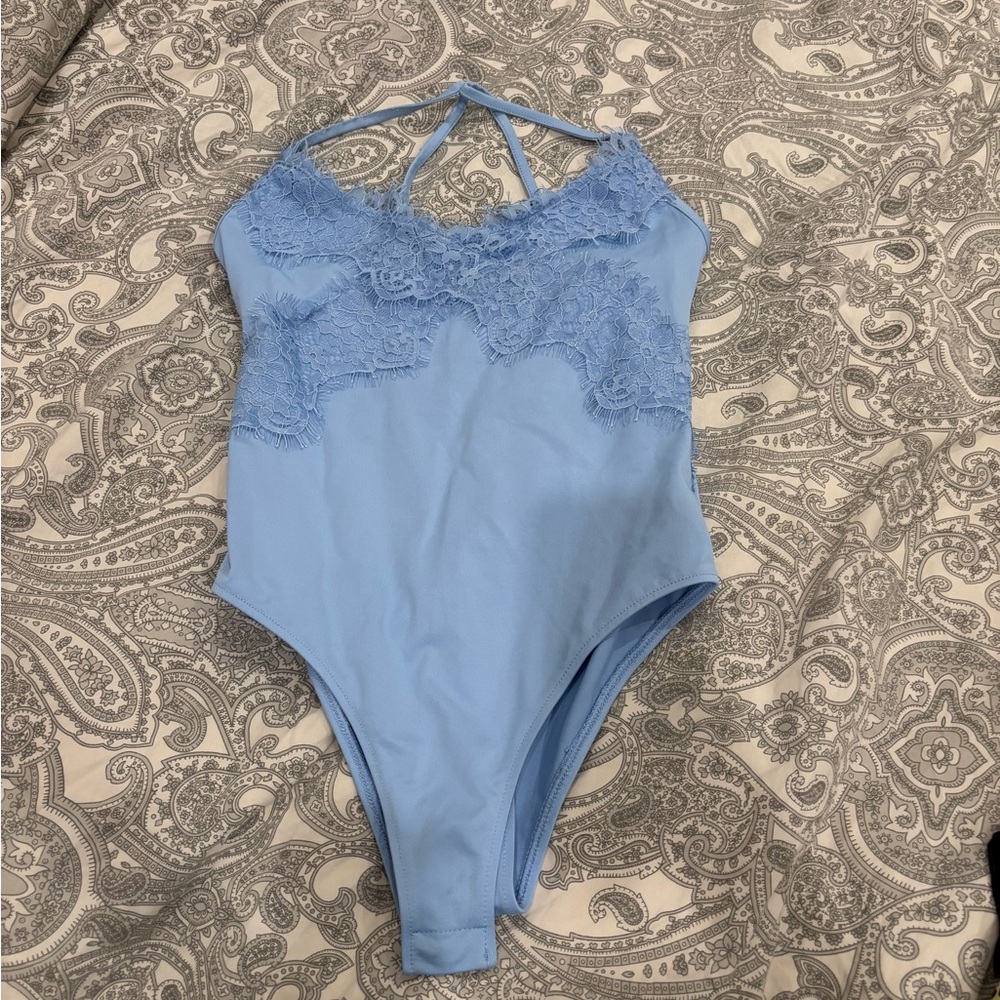 Zara Light Blue Lace Bodysuit